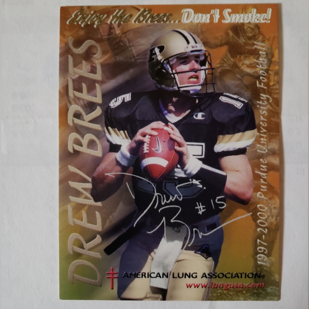 2000 Drew Brees #15 Card - Enjoy the Brees...Don't Smoke